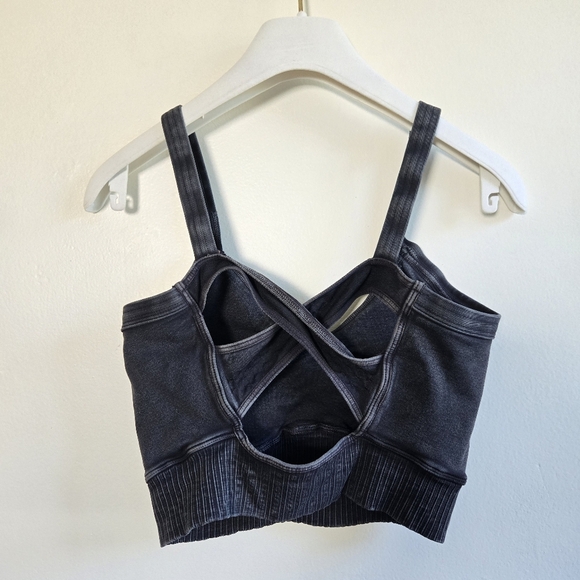 New Free People Movement Good Karma Scoop Neck Washed Black Bra Top M/L NWOT - Picture 7 of 8